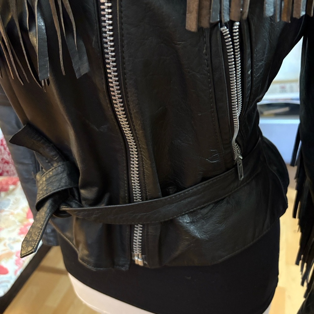All American Rider Black Leather Fringe Jacket M - Picture 7 of 14